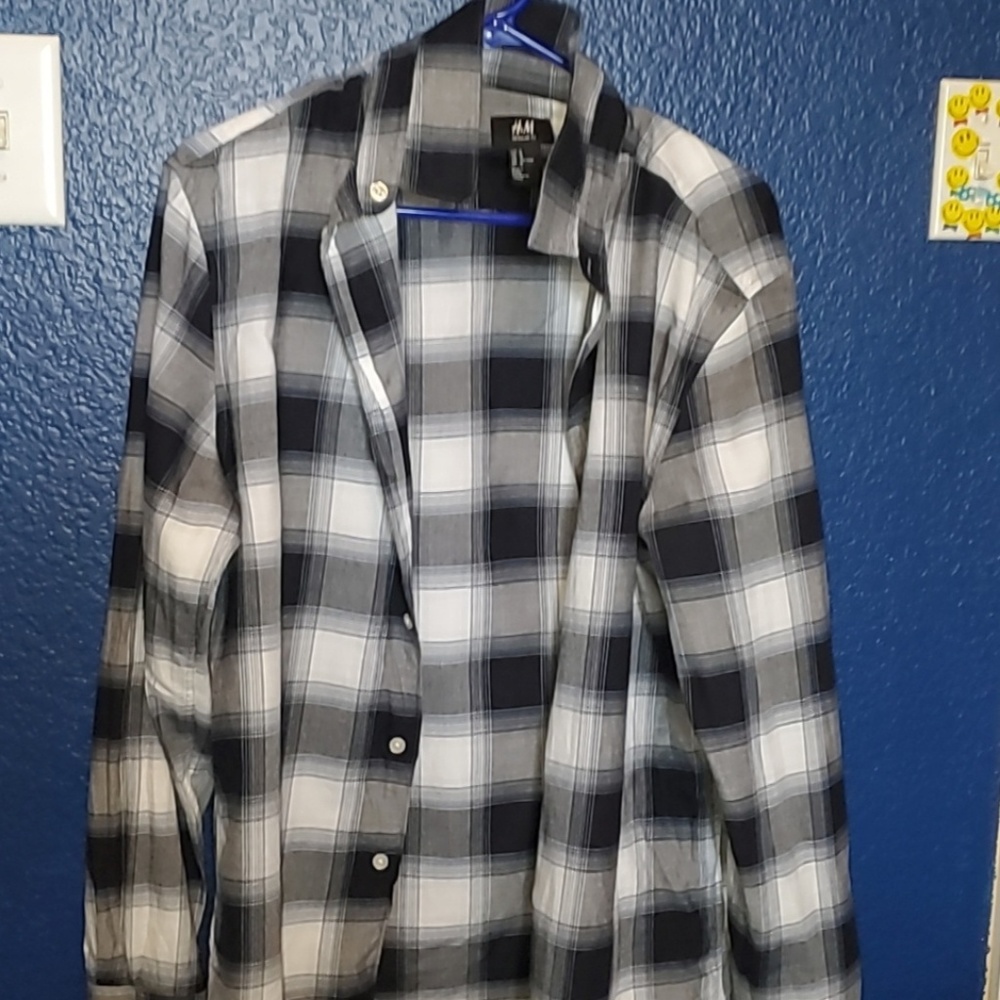 H&M checkered button up